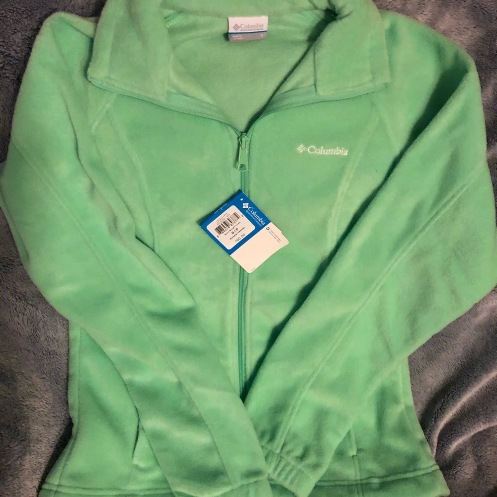 Women’s Columbia full zip Fleece, mint green- Sm